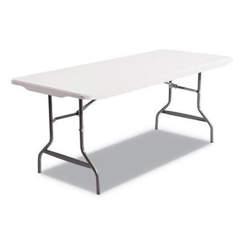 Image of Resin Rectangular Folding Table, Square Edge, 72w X 30d X 29h, Platinum