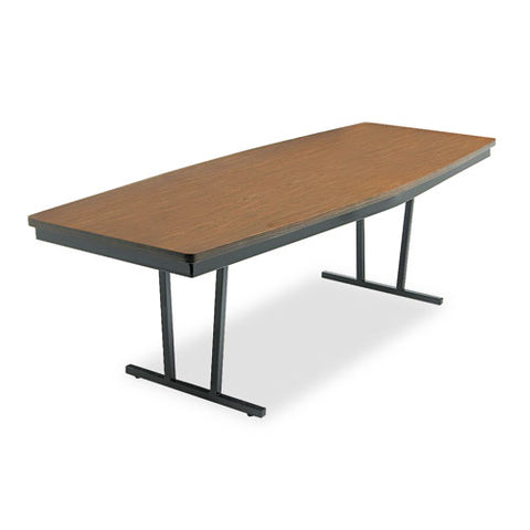 Image of Economy Conference Folding Table, Boat, 96w X 36d X 30h, Walnut/black