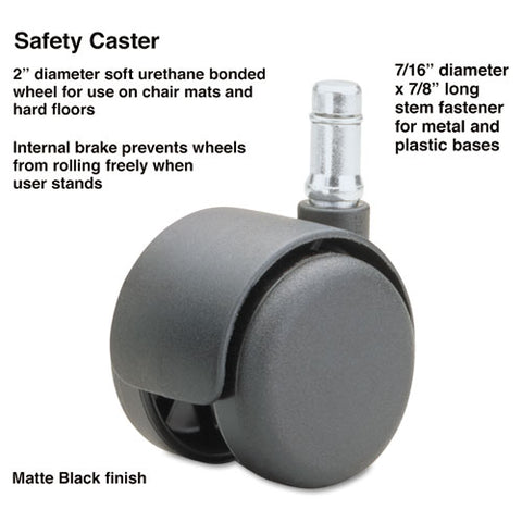 Image of Safety Casters,standard Neck, Polyurethane, B Stem, 110 Lbs/caster, 5/set