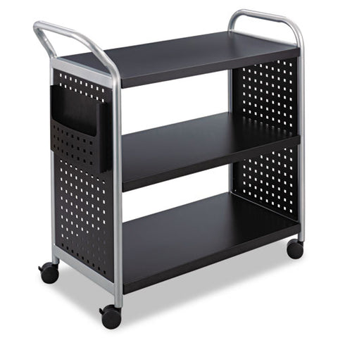 Image of Scoot Three-shelf Utility Cart, 31w X 18d X 38h, Black/silver