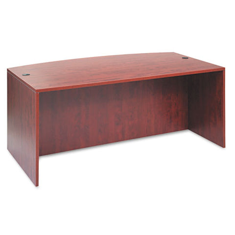 Image of Alera Valencia Bow Desk Shell, 71w X 35.5d To 41.38d X 29.63h, Medium Cherry