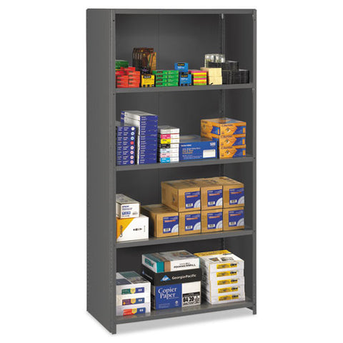 Image of Closed Commercial Steel Shelving, Five-shelf, 36w X 24d X 75h, Medium Gray