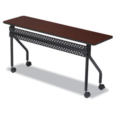 Image of Officeworks Mobile Training Table, Rectangular, 72w X 18d X 29h, Mahogany/black