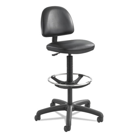 Image of Precision Extended-height Swivel Stool With Adjustable Footring, 33" Seat Height, Up To 250 Lbs., Black Seat/back, Black Base