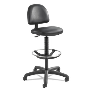 Precision Extended-height Swivel Stool With Adjustable Footring, 33" Seat Height, Up To 250 Lbs., Black Seat/back, Black Base