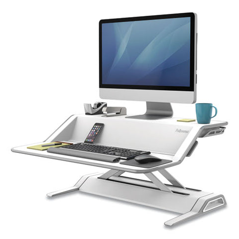 Image of Lotus Sit-stand Workstation, 32.75w X 24.25d X 5.5 To 22.5h, White