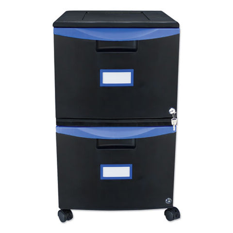 Image of Two-drawer Mobile Filing Cabinet, 14.75w X 18.25d X 26h, Black/blue