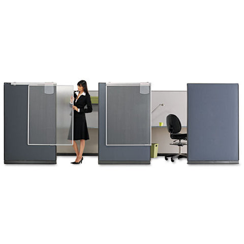 Image of Workstation Privacy Screen, 36w X 48d, Translucent Clear/silver