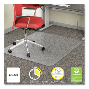 Economat Occasional Use Chair Mat For Low Pile Carpet, 45 X 53, Rectangular, Clear