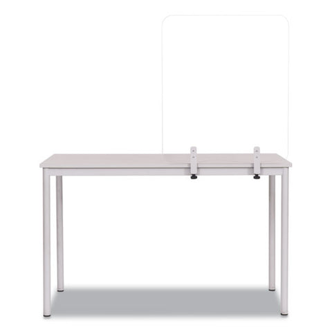 Image of Protector Series Frameless Glass Desktop Divider, 35.4 X 0.16 X 35.4, Clear/aluminum