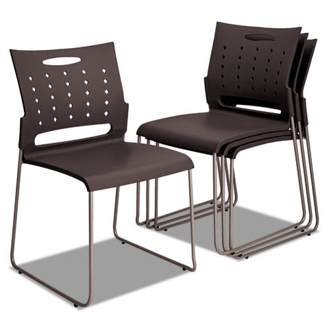 Image of Alera Continental Series Plastic Perforated Back Stack Chair, Charcoal Gray Seat/back, Gunmetal Gray Base, 4/carton