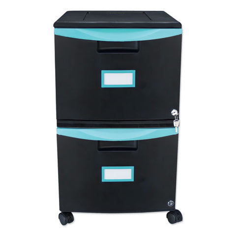 Image of Two-drawer Mobile Filing Cabinet, 14.75w X 18.25d X 26h, Black/teal