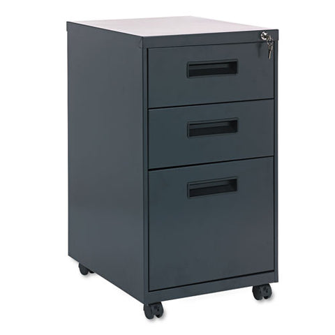 Image of Three-drawer Metal Pedestal File, 14.96w X 19.29d X 27.75h, Charcoal