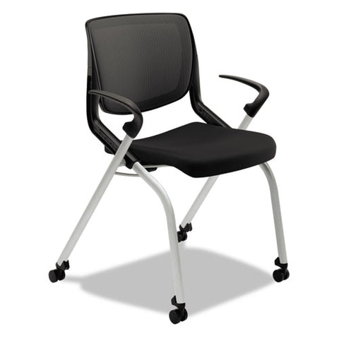 Image of Motivate Nesting/stacking Flex-back Chair, Onyx Seat/black Back, Platinum Base