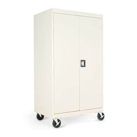 Image of Assembled Mobile Storage Cabinet, W/adjustable Shelves 36w X 24d X 66h, Putty