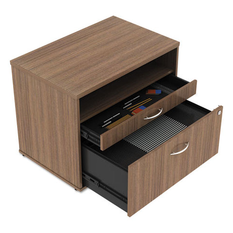 Image of Alera Open Office Series Low File Cabinet Credenza, 29.5w X19.13d X 22.88h,walnut