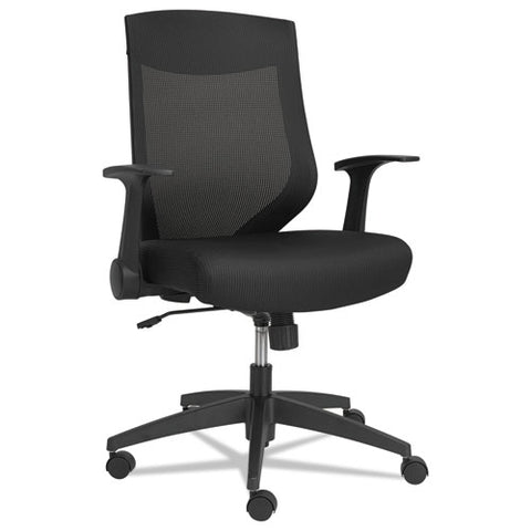 Image of Alera Eb-k Series Synchro Mid-back Flip Arm Mesh-chair, Supports Up To 275 Lbs, Black Seat/black Back, Black Base