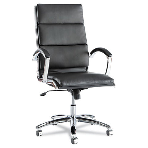 Image of Alera Neratoli High-back Slim Profile Chair, Supports Up To 275 Lbs, Black Seat/black Back, Chrome Base