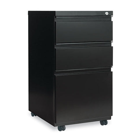 Image of Three-drawer Metal Pedestal File With Full-length Pull, 14.96w X 19.29d X 27.75h, Black