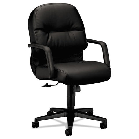 Image of Pillow-soft 2090 Series Leather Managerial Mid-back Swivel/tilt Chair, Supports Up To 300 Lbs., Black Seat/back, Black Base