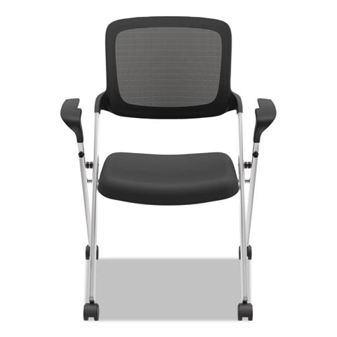 Image of Vl314 Mesh Back Nesting Chair, Black Seat/black Back, Silver Base