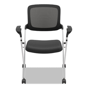 Vl314 Mesh Back Nesting Chair, Black Seat/black Back, Silver Base