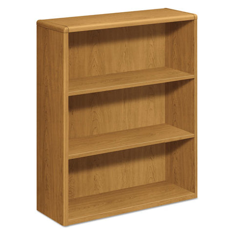 Image of 10700 Series Wood Bookcase, Three Shelf, 36w X 13 1/8d X 43 3/8h, Harvest