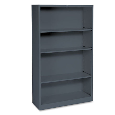 Image of Metal Bookcase, Four-shelf, 34-1/2w X 12-5/8d X 59h, Charcoal