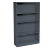 Metal Bookcase, Four-shelf, 34-1/2w X 12-5/8d X 59h, Charcoal