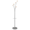 Festival Coat Stand With Umbrella Holder, Five Knobs, 14w X 14d X 73.67h, Silver Gray