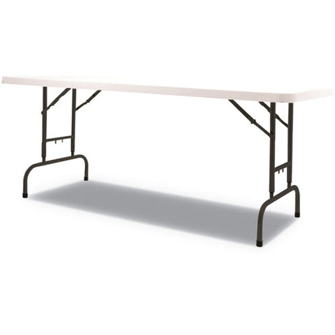 Image of Adjustable Height Plastic Folding Table, 72w X 29 5/8d X 29 1/4 To 37 1/8h, White