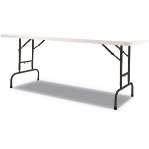 Adjustable Height Plastic Folding Table, 72w X 29 5/8d X 29 1/4 To 37 1/8h, White