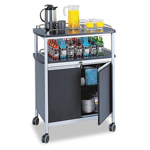 Image of Mobile Beverage Cart, 33.5w X 21.75d X 43h, Black