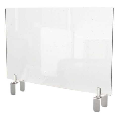 Image of Clear Partition Extender With Attached Clamp, 42 X 3.88 X 18, Thermoplastic Sheeting