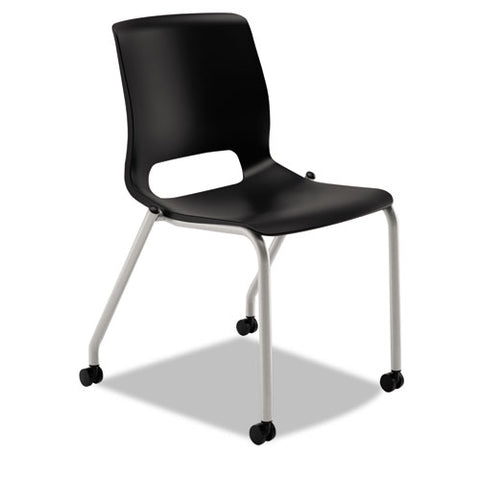 Image of Motivate Four-leg Stacking Chair, Onyx Seat/black Back, Platinum Base, 2/carton