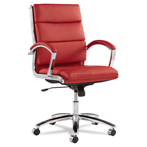 Image of Alera Neratoli Mid-back Slim Profile Chair, Supports Up To 275 Lbs, Red Seat/red Back, Chrome Base