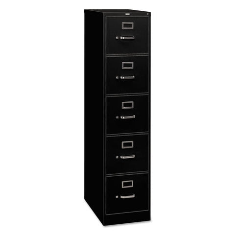 Image of 310 Series Five-drawer Full-suspension File, Letter, 15w X 26.5d X 60h, Black