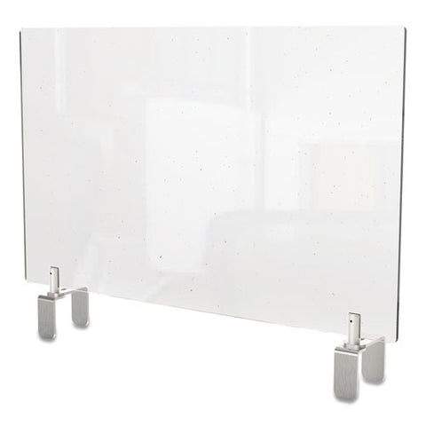 Image of Clear Partition Extender With Attached Clamp, 36 X 3.88 X 18, Thermoplastic Sheeting