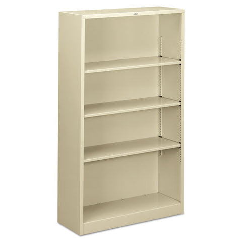 Image of Metal Bookcase, Four-shelf, 34-1/2w X 12-5/8d X 59h, Putty