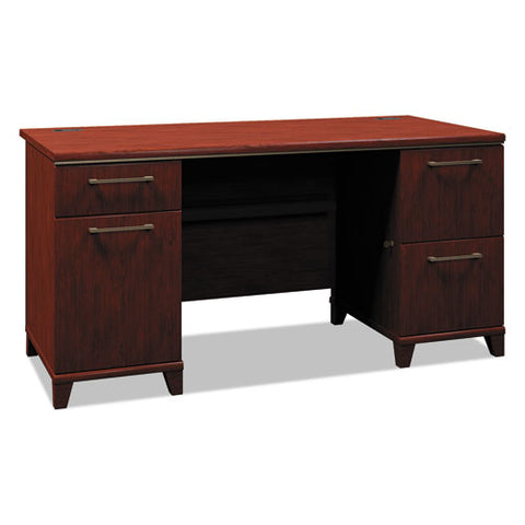 Image of Enterprise Collection 60w Double Pedestal Desk, 60w X 28.63d X 29.75h, Harvest Cherry (box 2 Of 2)