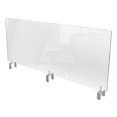 Image of Clear Partition Extender With Attached Clamp, 48 X 3.88 X 18, Thermoplastic Sheeting