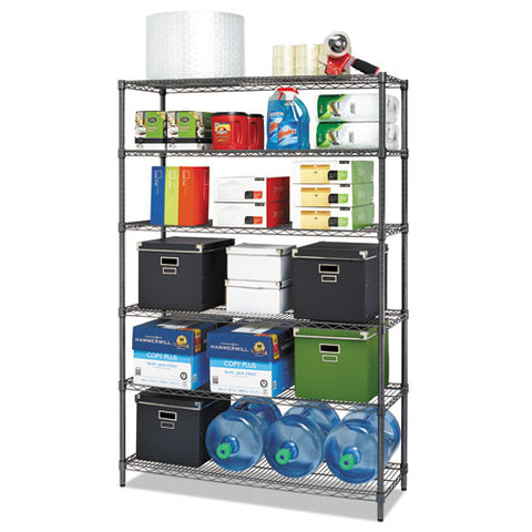 Image of Nsf Certified 6-shelf Wire Shelving Kit, 48w X 18d X 72h, Black Anthracite