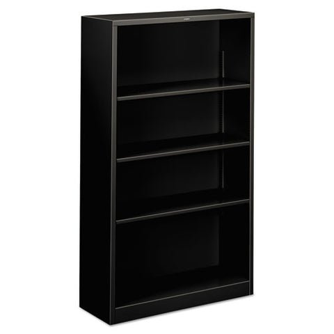 Image of Metal Bookcase, Four-shelf, 34-1/2w X 12-5/8d X 59h, Black