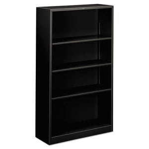 Metal Bookcase, Four-shelf, 34-1/2w X 12-5/8d X 59h, Black