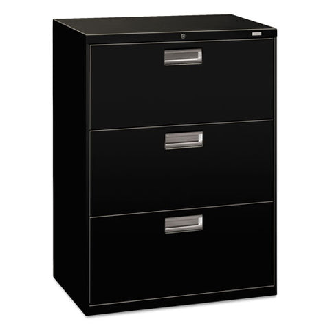 Image of 600 Series Three-drawer Lateral File, 30w X 18d X 39.13h, Black