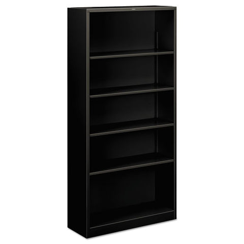 Image of Metal Bookcase, Five-shelf, 34-1/2w X 12-5/8w X 71h, Black