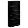 Metal Bookcase, Five-shelf, 34-1/2w X 12-5/8w X 71h, Black