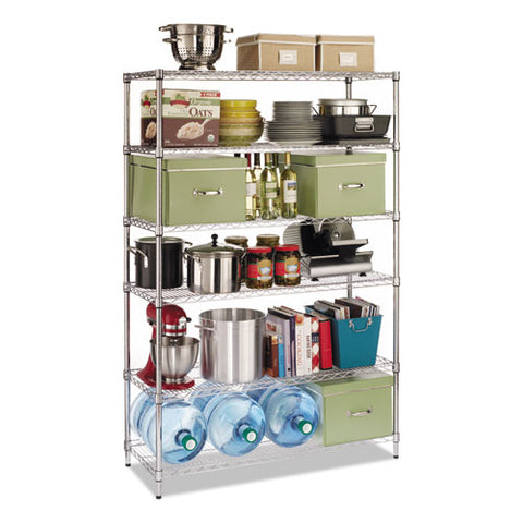 Image of Nsf Certified 6-shelf Wire Shelving Kit, 48w X 18d X 72h, Silver