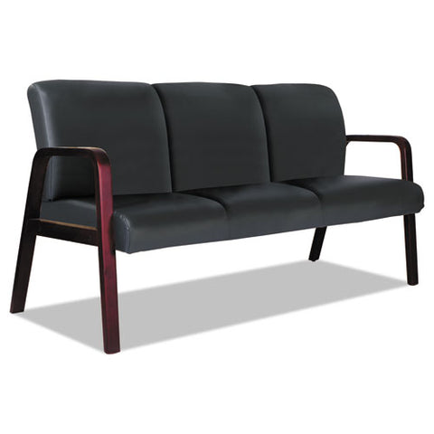 Image of Alera Reception Lounge Wl 3-seat Sofa, 65.75w X 26.13d X 33h, Black/mahogany