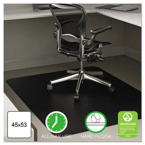 Image of Economat All Day Use Chair Mat For Hard Floors, 45 X 53, Rectangular, Black